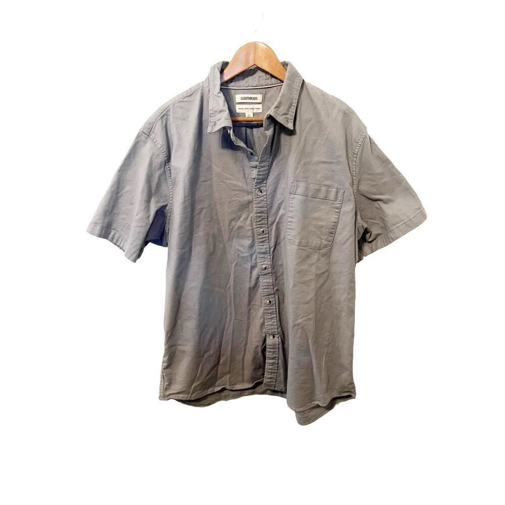 Goodthreads Light Gray Button Down Short Sleeve‎ Cotton Shirt